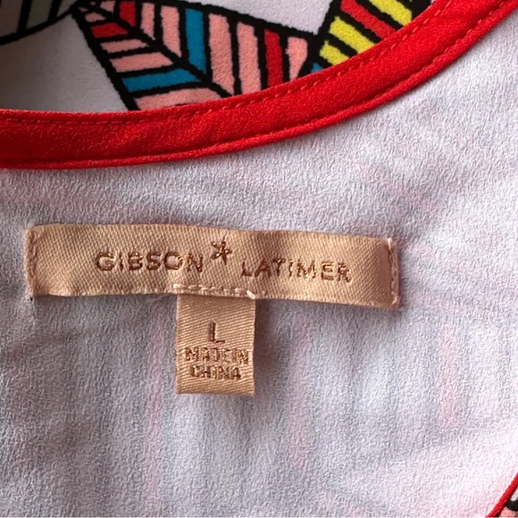 Gibson Latimer Geometric Tribal Caftan Midi Dress Boho Vacation Art to Wear Sz L - Picture 10 of 12